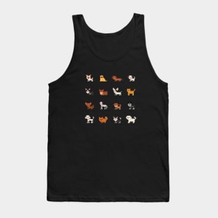 Pixel Art Dogs Retro Vintage 1980s Gaming Style Tank Top